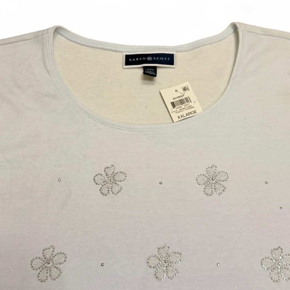 Karen Scott rhinestone floralT-shirt - Picture 5 of 6